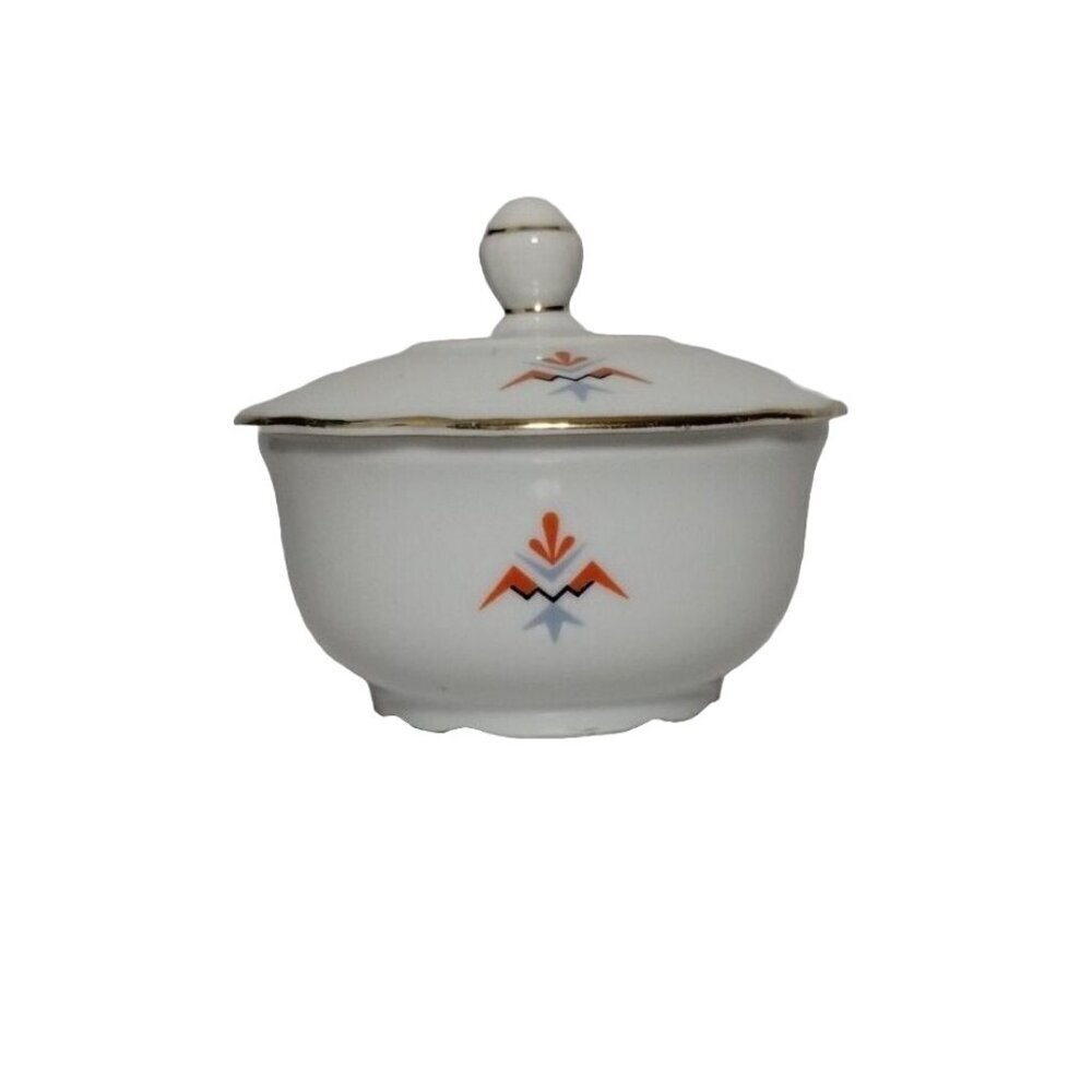 Bavaria‎ Round Botanical Porcelain Mid Century Sugar Dish with Lid Germany